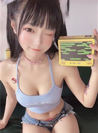 佳佳 蓝色吊带体操服